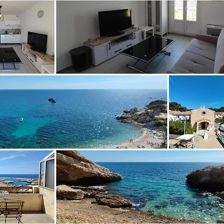 L'Escapade - Vue Mer & Terrasse - Plage A 100M Sausset-les-Pins Exterior photo